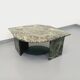 Vintage square coffee table with 2 green marble and smoked glass tops