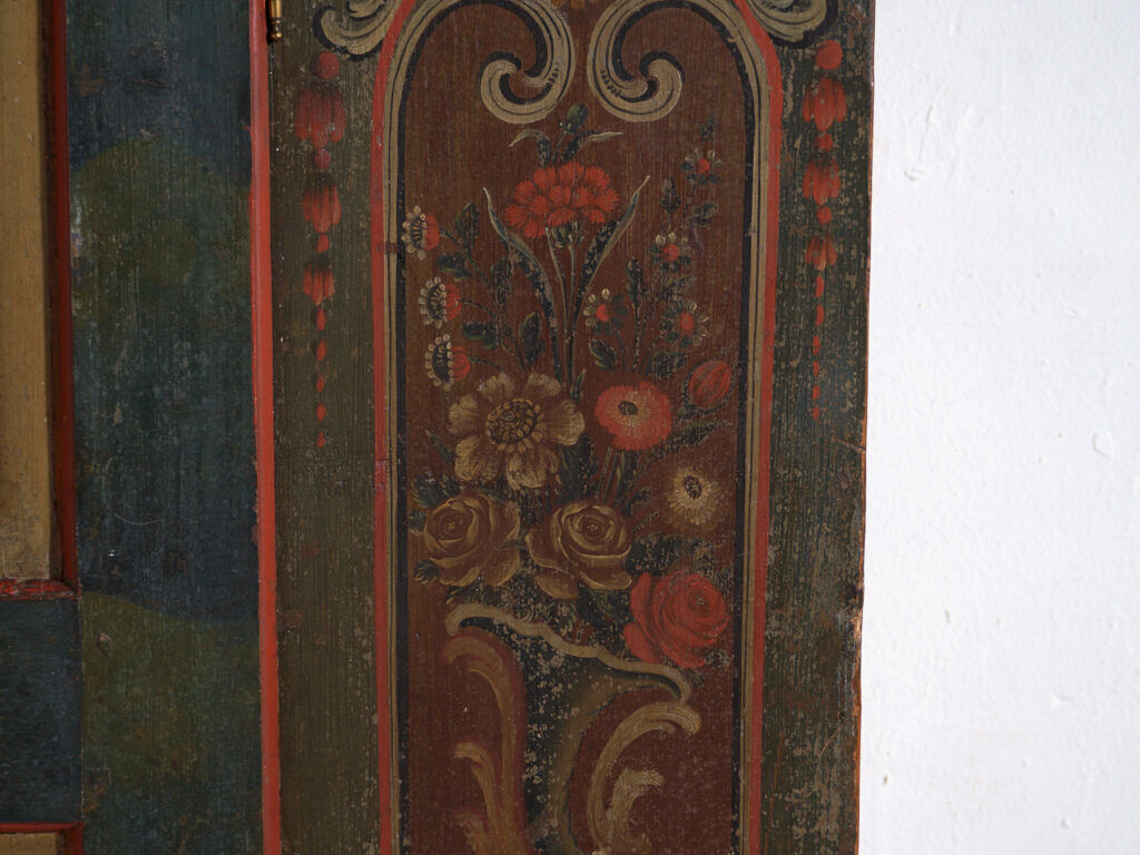 Painted folk art wardrobe, Central Europe, dated 1814.