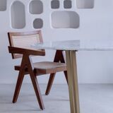 Oval dining table in white Ibiza marble 160x90x75