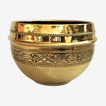 Pot cover copper brass gilded repelled vintage