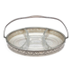 Art Nouveau serving dish plated in copper with removable glass inserts.