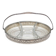 Art Nouveau serving dish plated in copper with removable glass inserts.