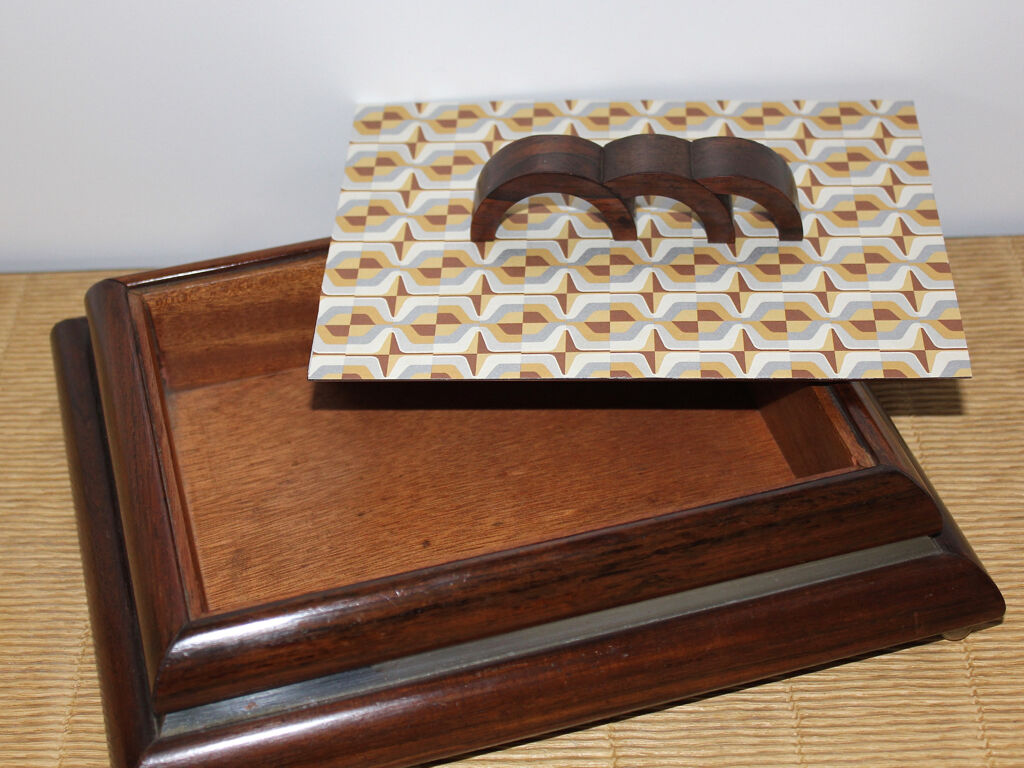 Old wooden box and art-deco metal
