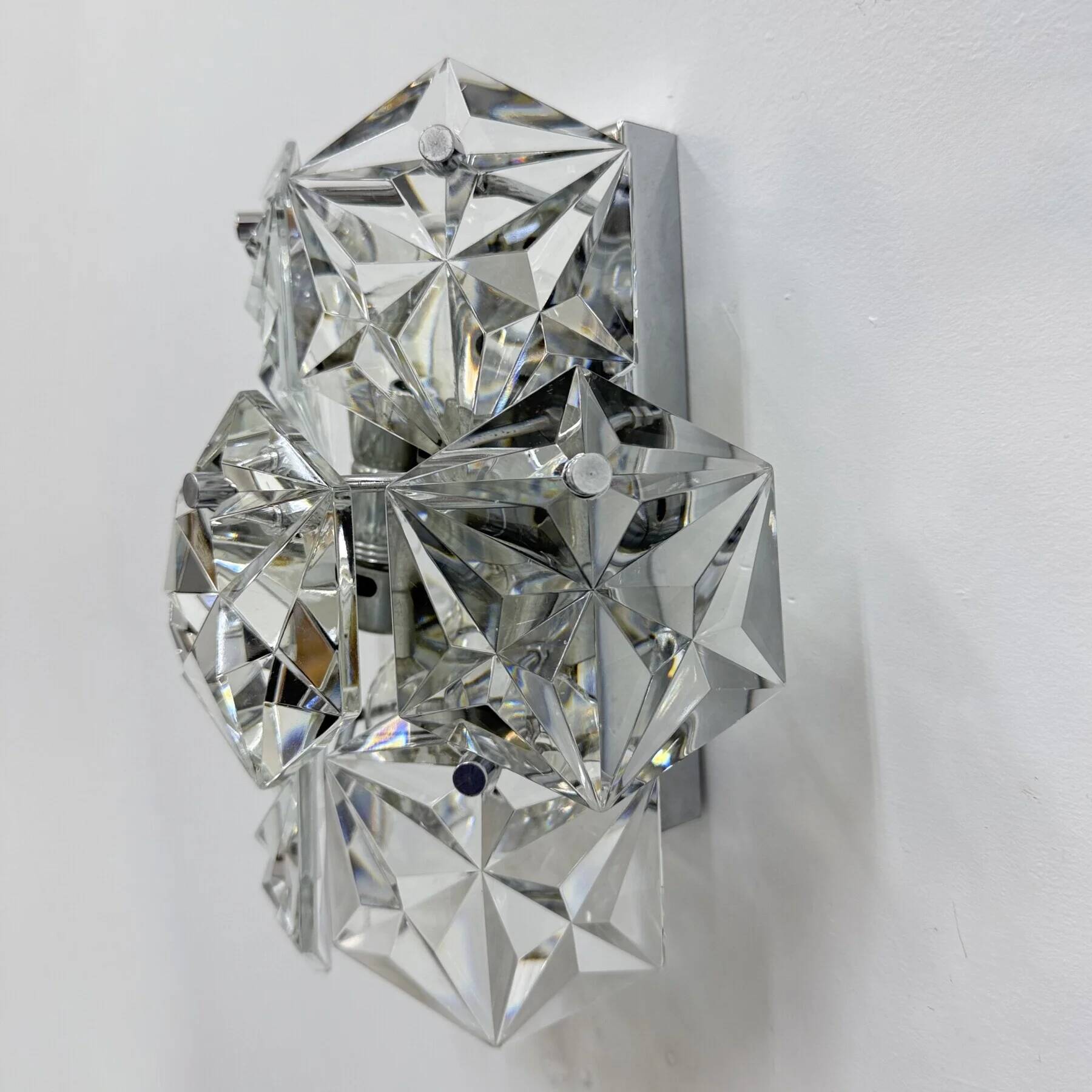 Mid-century crystal sconce by Kinkeldey, Germany, 1970s