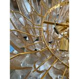 Contemporary Clear and Gold “Petali-Selle” Murano Glass Chandelier