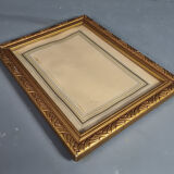Old frame Art Deco gilded stucco wood 22.5x17.5 cm, foliage 14.9x19.9 cm SB