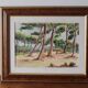Watercolor painting Landscape pine forest and bicycles