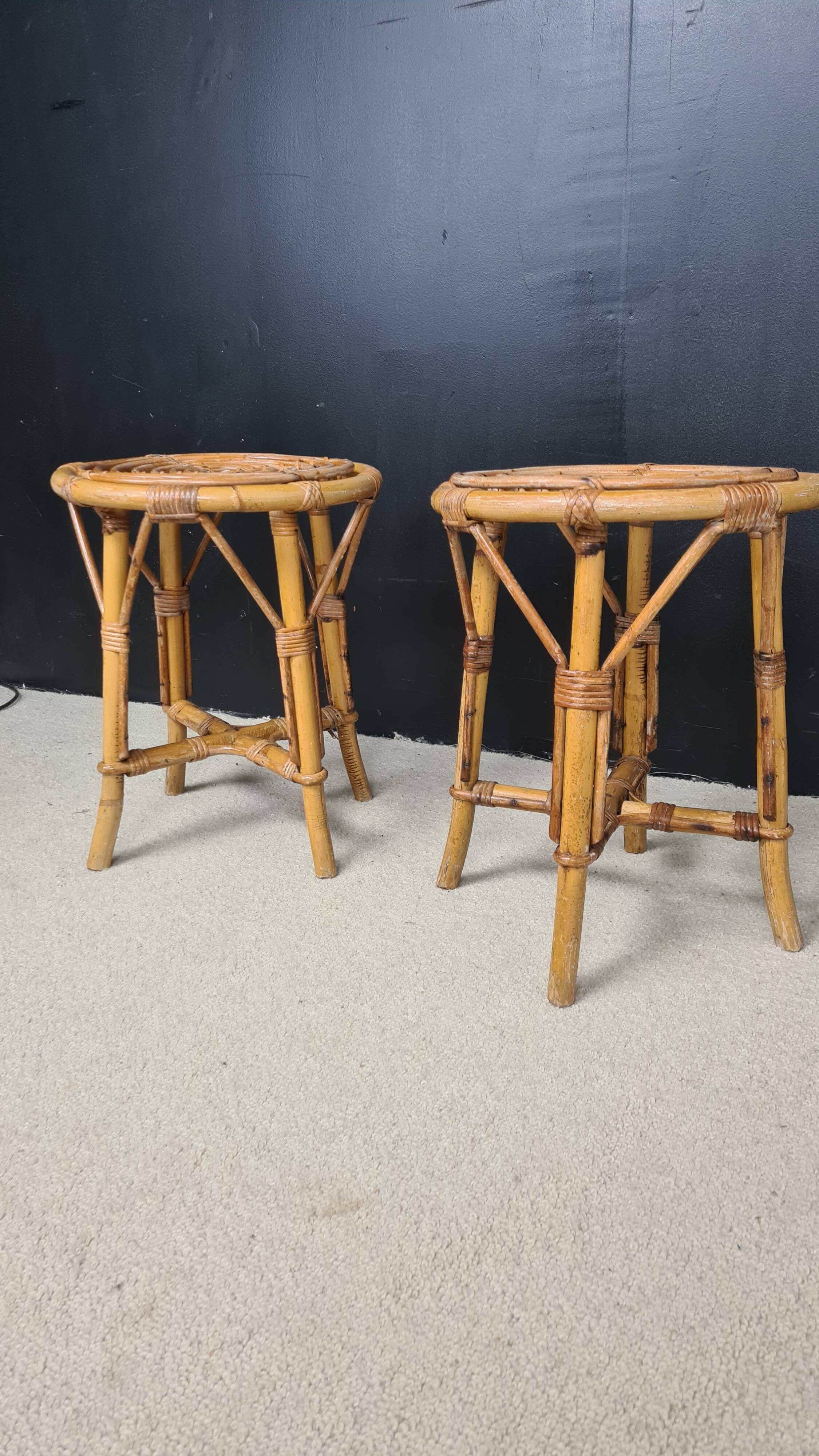Pair of rattan stools 1960's
