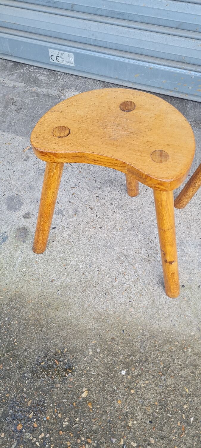 Pair of tripod stools in solid wood