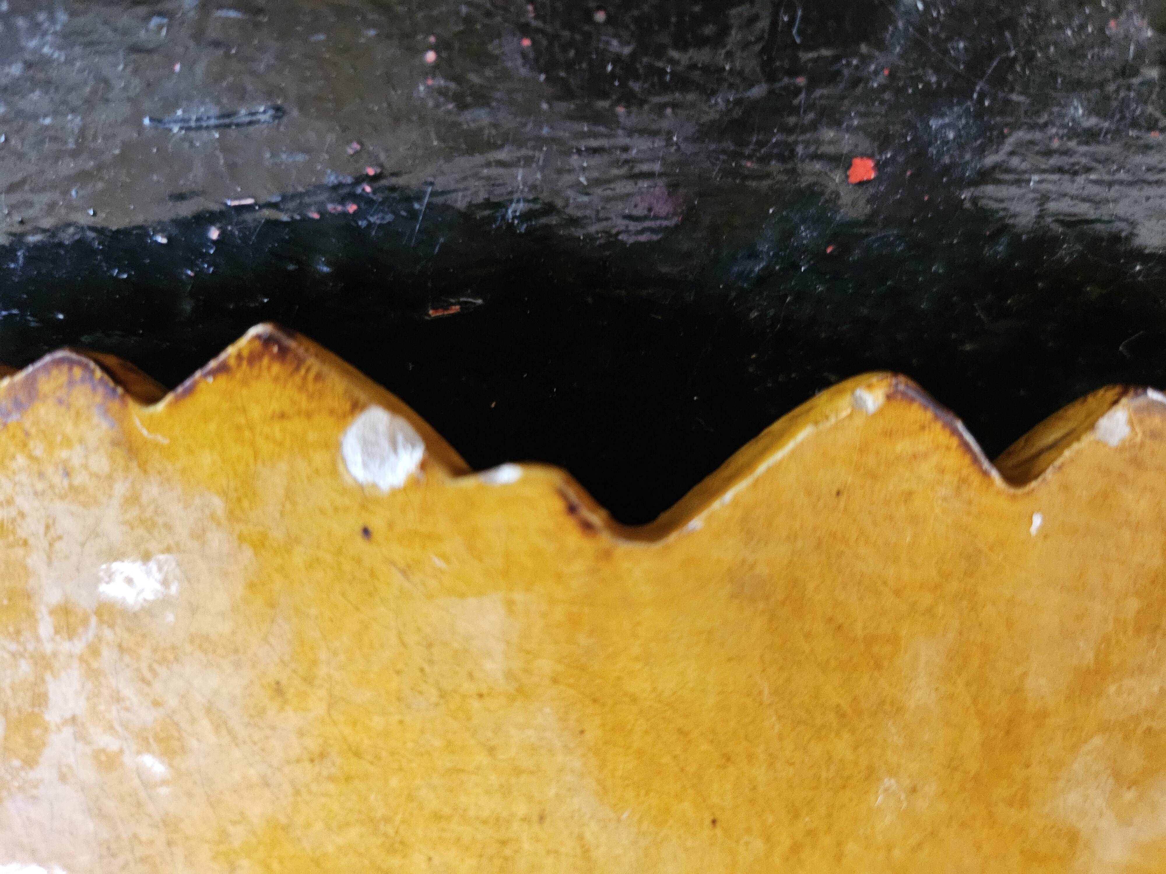 Glazed ceramic bowl amber — Atelier Cérenne, Vallauris (1950s)