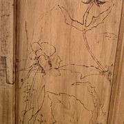 Parisian cabinet glazed raw wood nymphs and carved art nouveau decorations