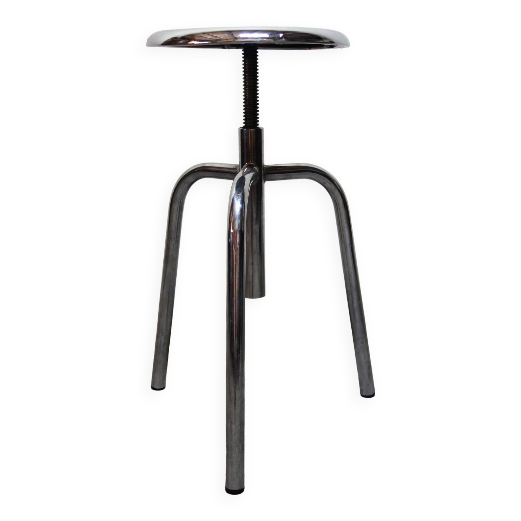 Old chrome metal swivel medical stool