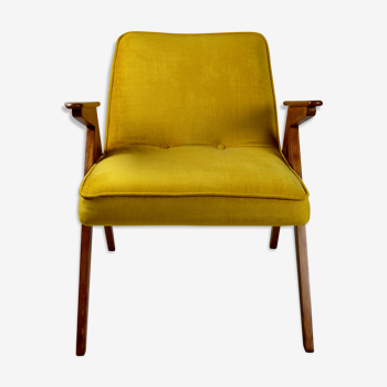 Armchair by Józef Chierowski in gold yellow, 1970s