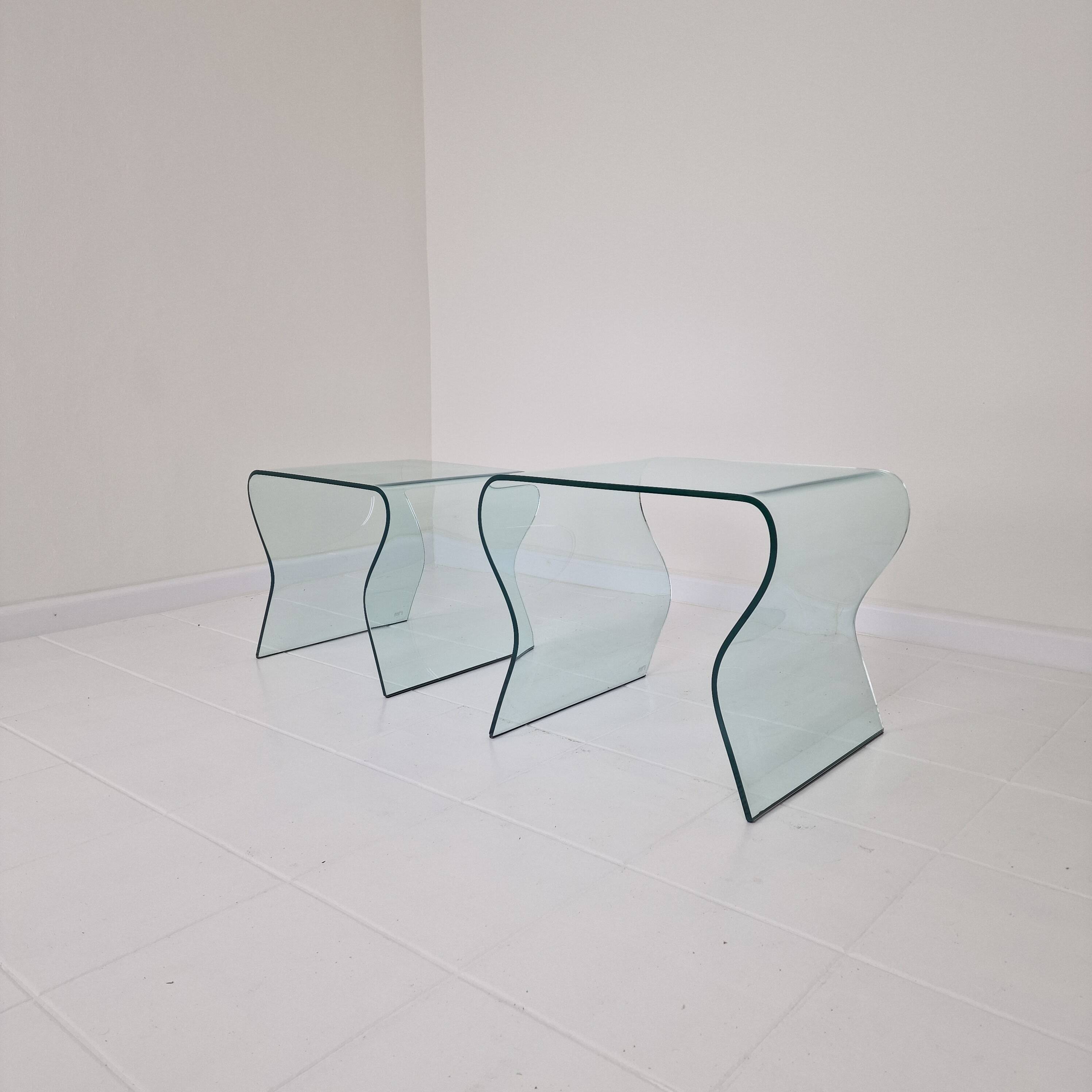 "Tango" Glass Nesting Table Set by Fabio Di Bartolomei for Fiam Italia