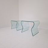 "Tango" Glass Nesting Table Set by Fabio Di Bartolomei for Fiam Italia