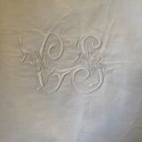 White cotton pillowcase with CS monogram