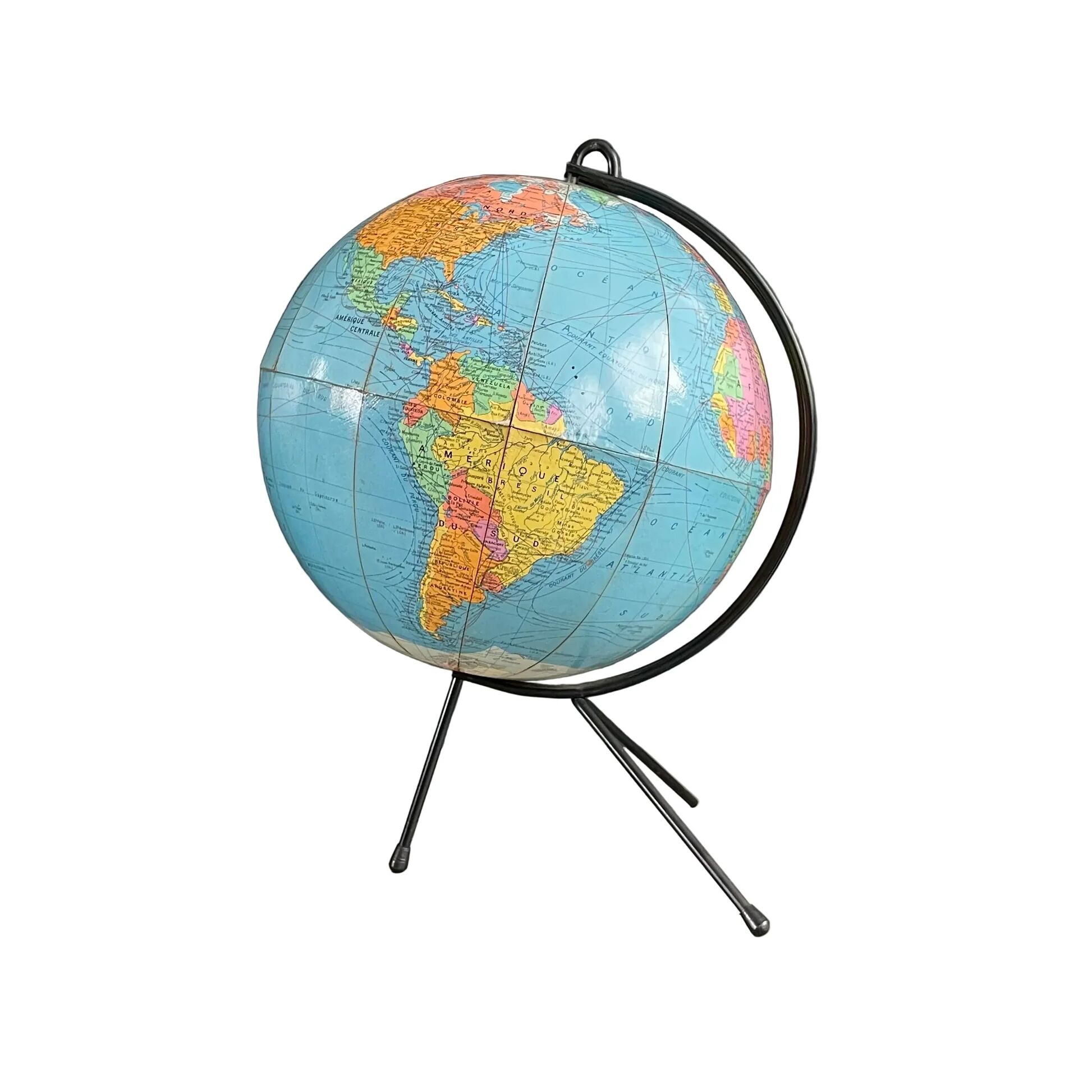 Vintage terrestrial globe Girard and Barrère - 1950s-60s - string base - Ref 1153