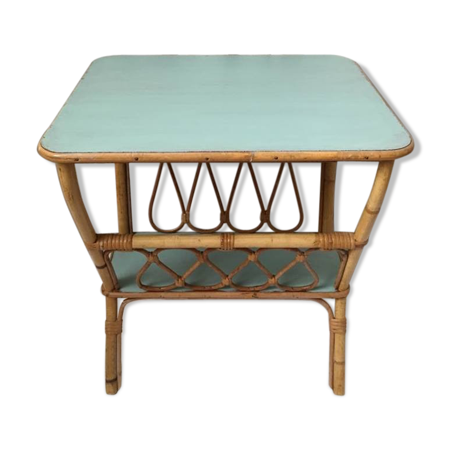 Bedside or rattan magazines rack in mint color