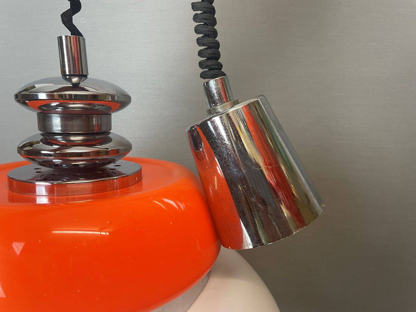 Mid Century Modern orange pull down  lamp