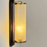 Vintage wall light in wood, glass and brass, France, 1980.