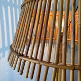 50s rattan plant stand floor lamp