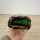 Vintage bark glass vase yellow and green , 1970’s