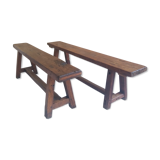 Pair of old benches in chene