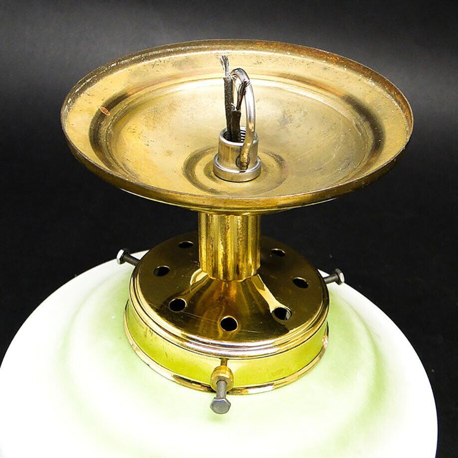 Vintage Art Deco brass and glass pendant lamp, 1950s