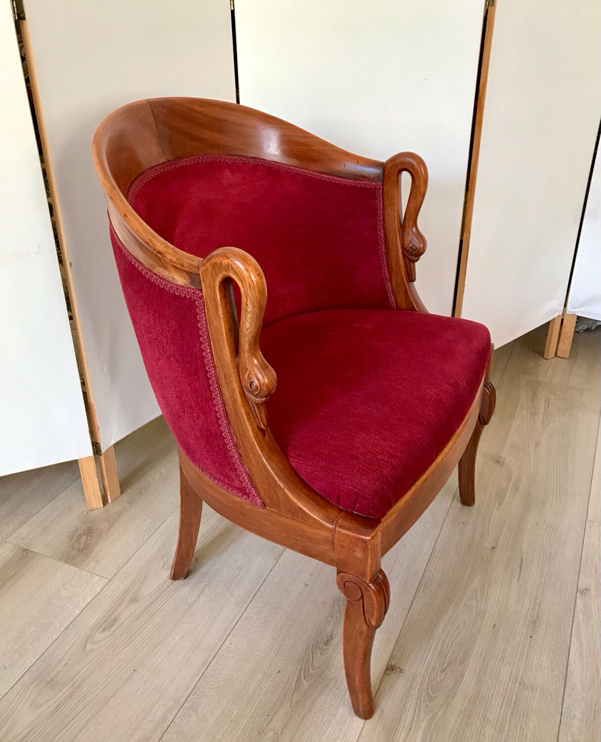 Empire-style armchair with swan necks