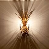Gilded Italian Hollywood Regency metal wall lamp by Hans Kögl