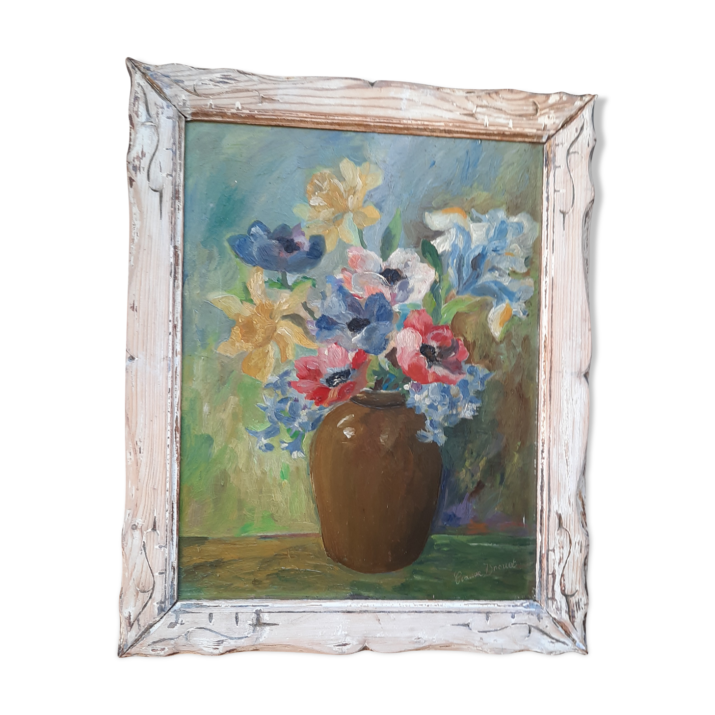Painting bouquet of vintage flowers