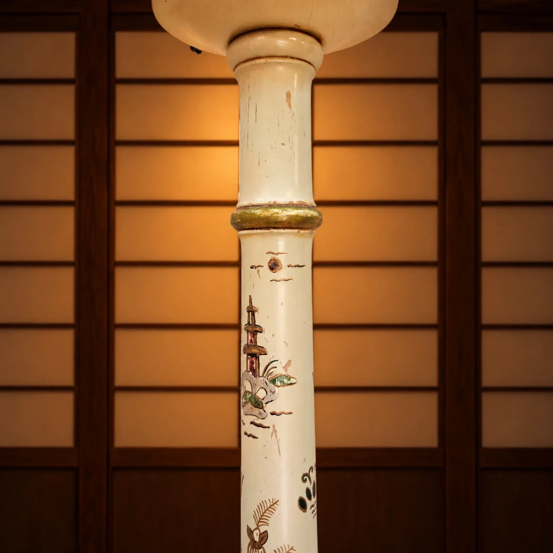Antique Japanese handpainted floorlight white and gold (new shade)