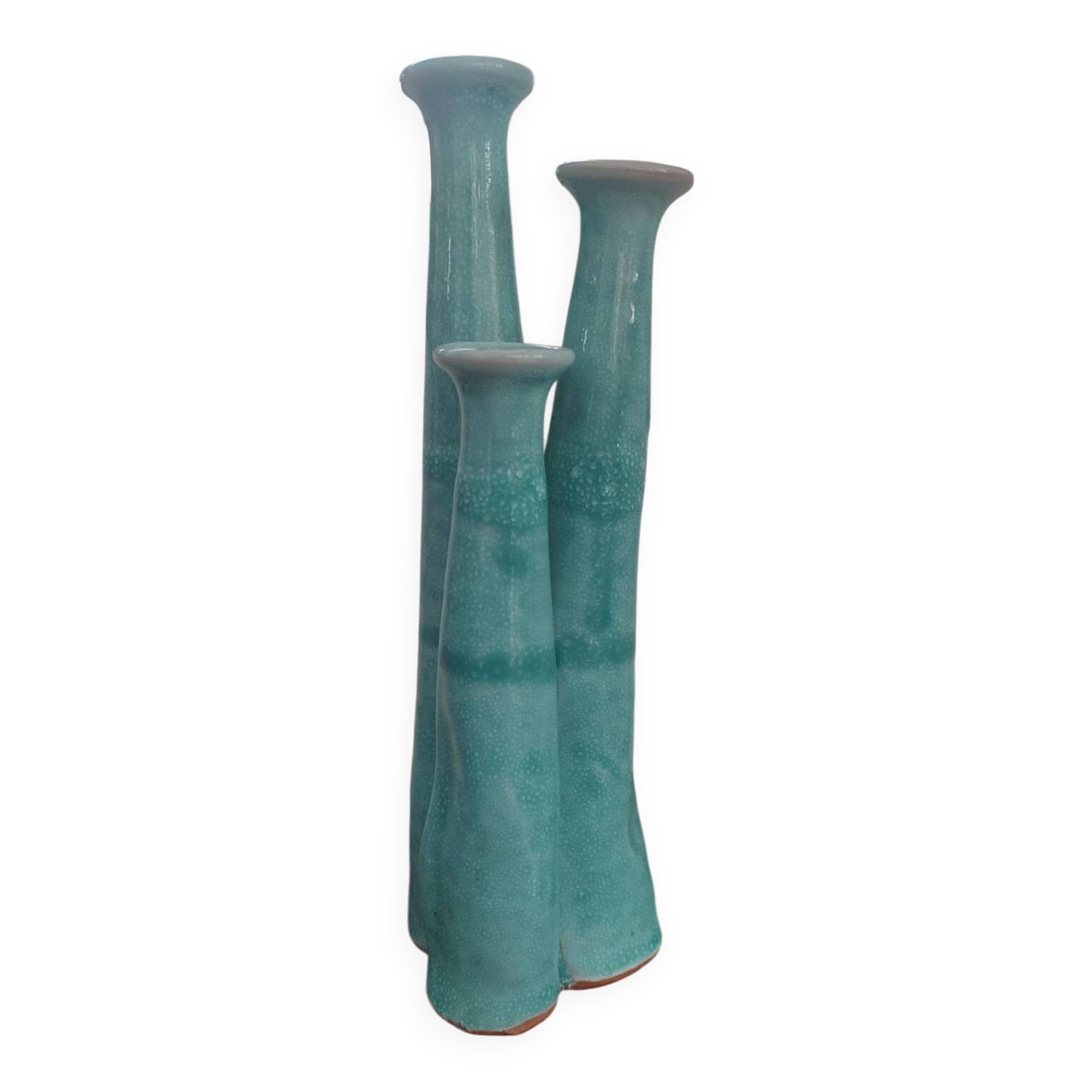 "Organ" triple soliflore vase in artisanal ceramic