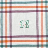 Antique hand-monogrammed tablecloth EB - Cotton - 150x150 cm