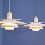 Set of 2 danish hanging lamps in white and off white by Lyskaer, 1970s