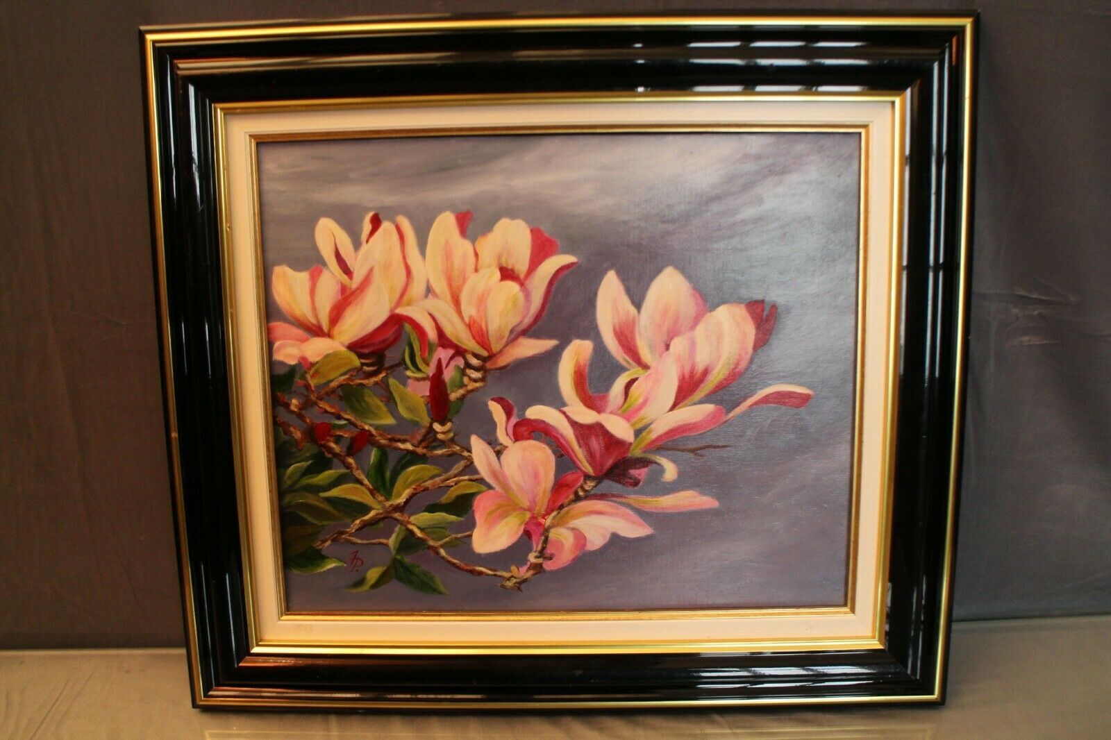 Framed painting signed Patrigeon oil on canvas with the tree in bloom