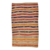 Tapis Kilim fait main en laine à motif rayé multicolore, 162x267 cm
