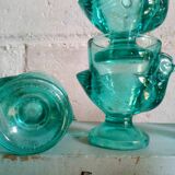 Six coquetiers cocottes en verre coloré