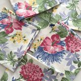 6 serviettes de table à fleurs en coton vintage