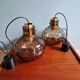 Pair of honeycomb smoked glass pendants, Glasshütte Limburg, 1970