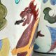 Italian Majolica Vases with Dragon Motif