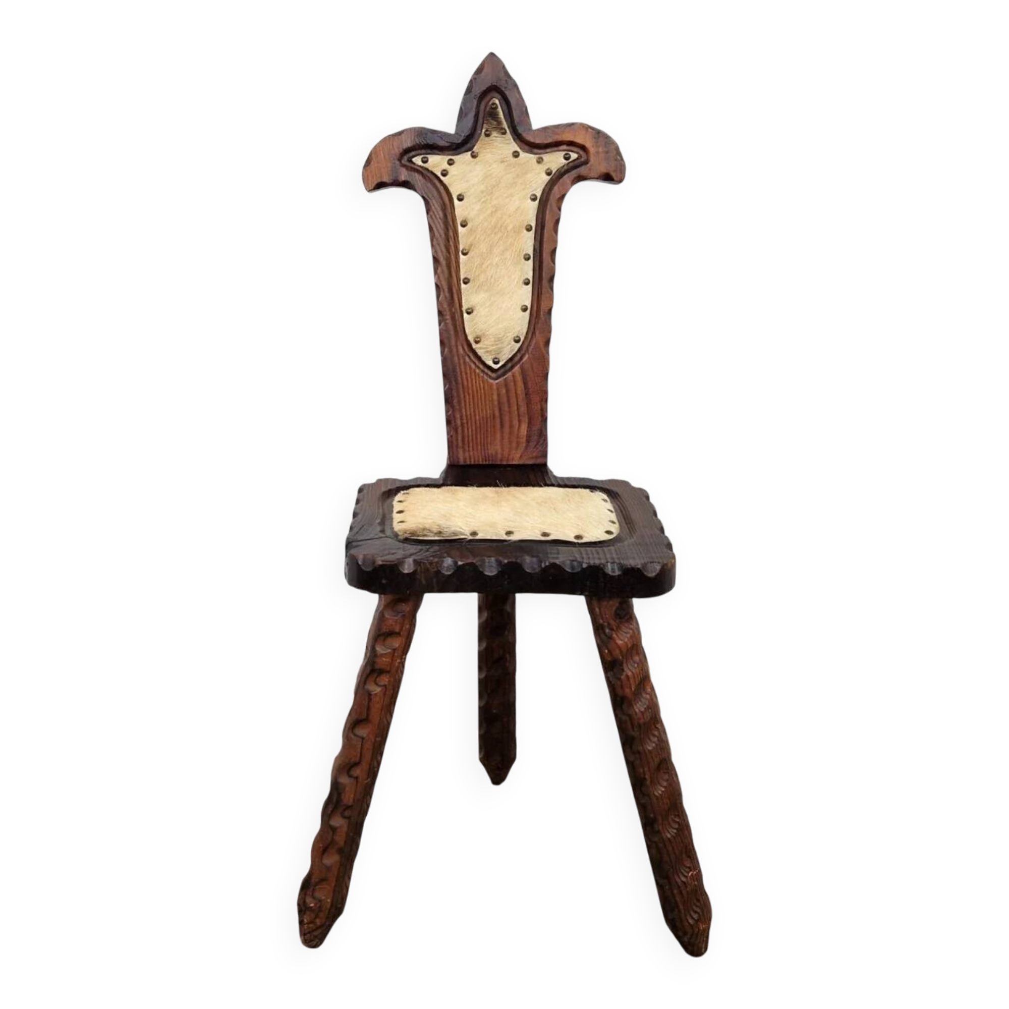 Spanish tripod stool | Cow hide