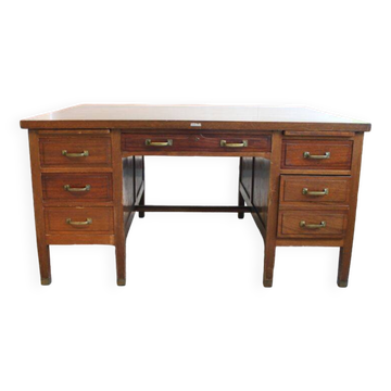 Double mahogany desk, Louis XV style, early 20th century.