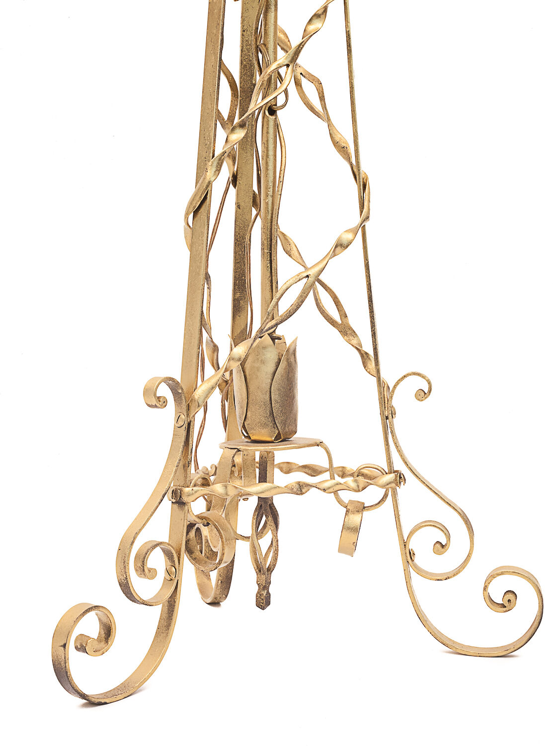 Wrought iron floor lamp, Merceris, 1950