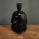 Black ceramic sphinx or pharaoh lamp 1980 brown lampshade