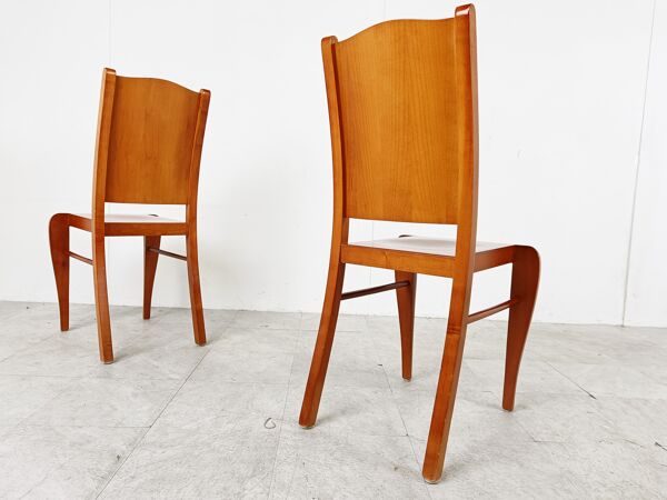 Set de 4 chaises de salle à manger en bois par Philippe Starck 1989