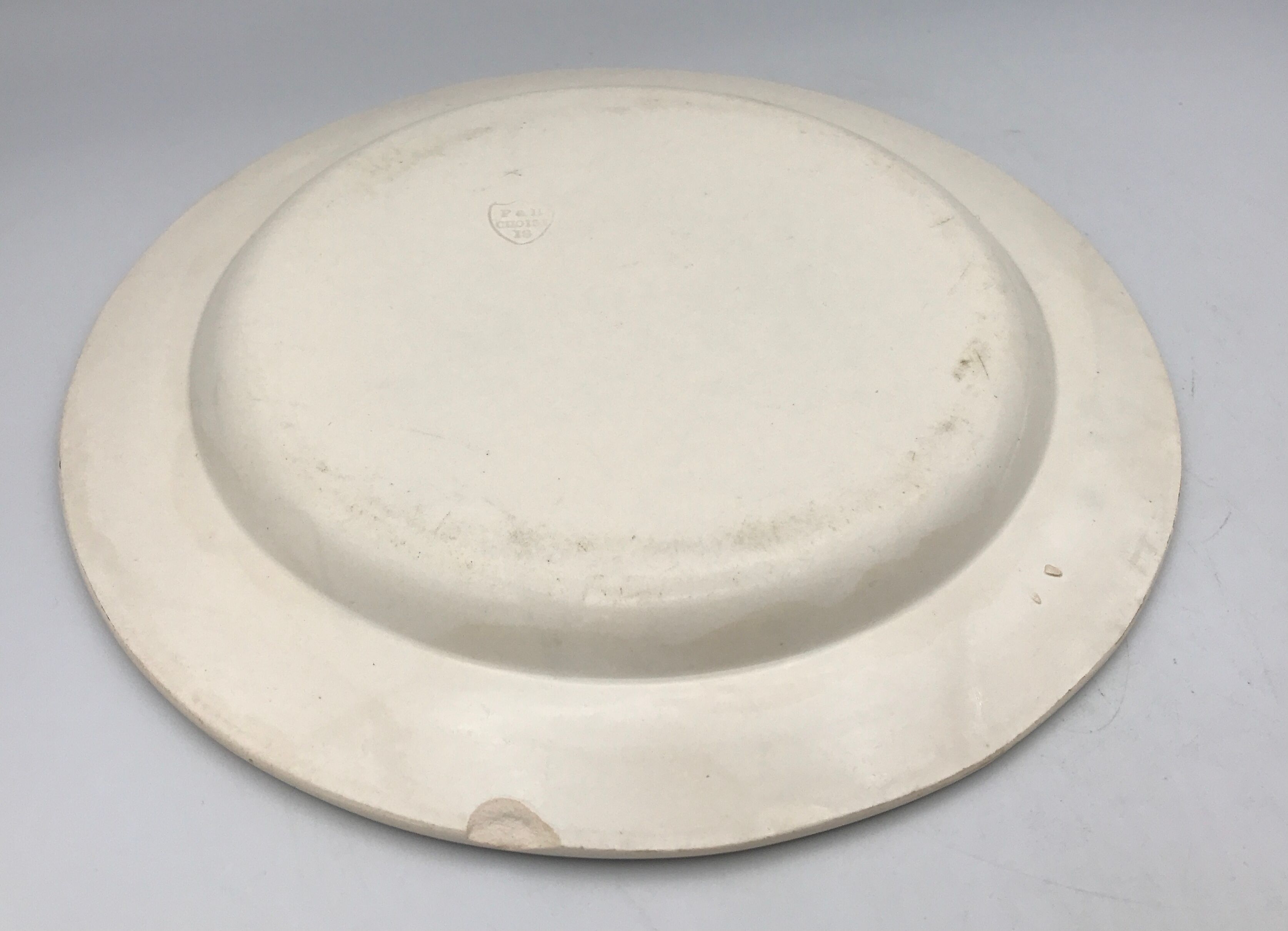 Lot of 6 plates in fine earthenware from choisy-le-roi, p&h, rebus décor; xixth