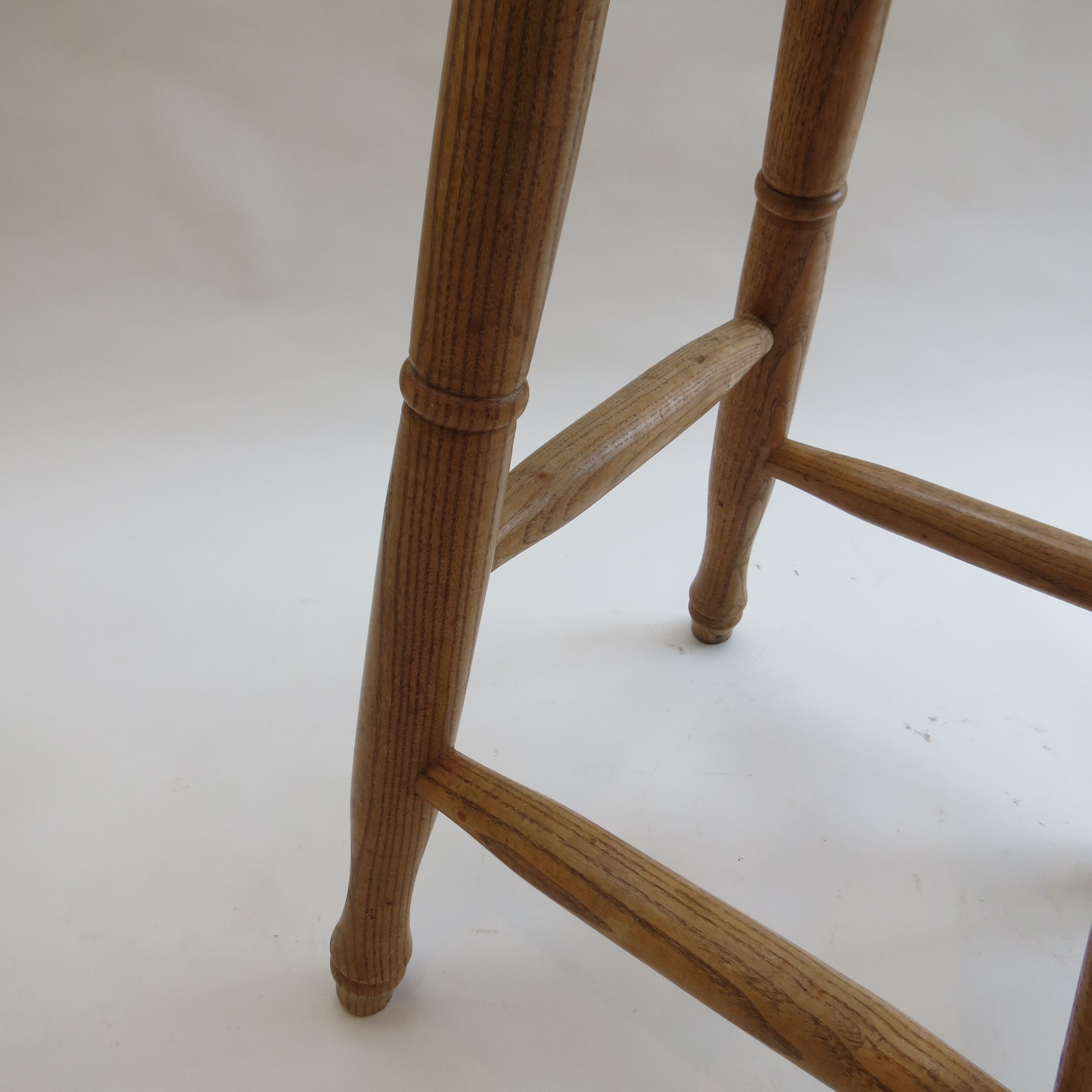 Pair of 1970s bespoke solid ash wooden stools
