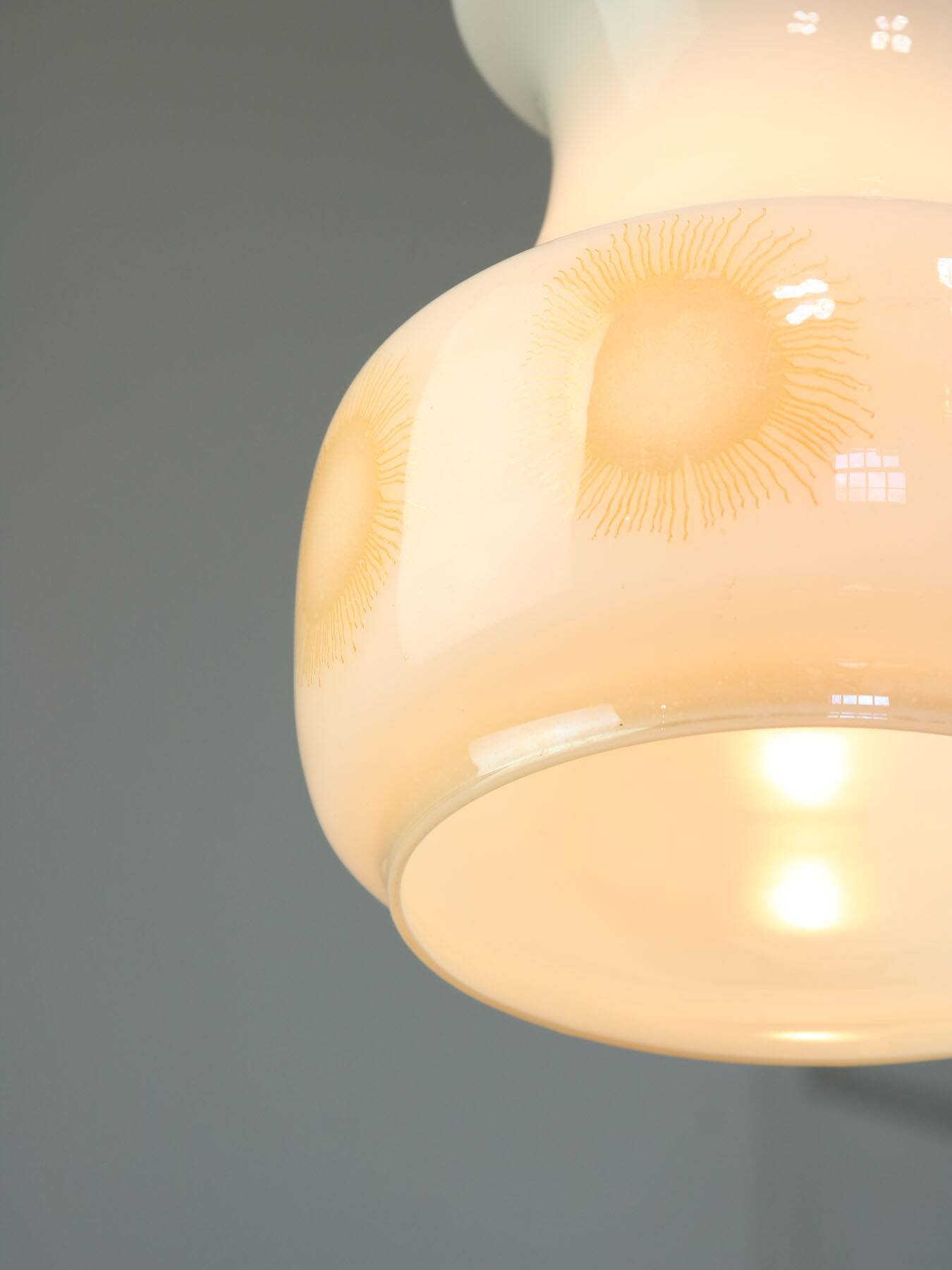 Mid-Century Italian Opaline and Brass Pendant Lamp
