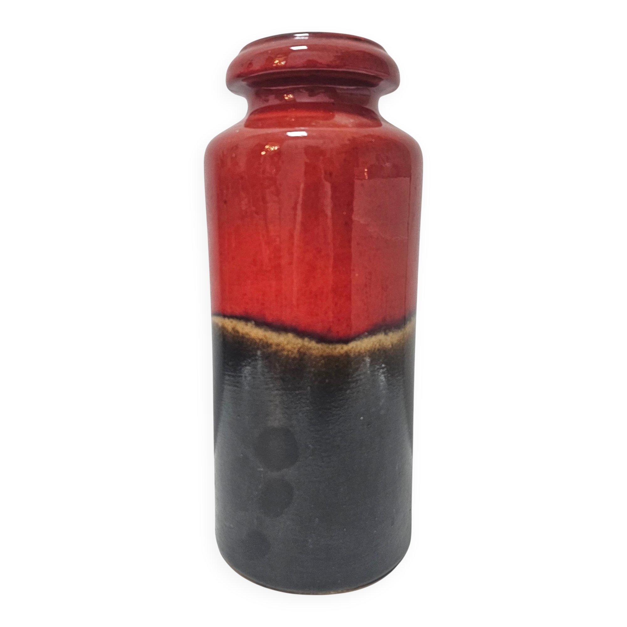 Cylindrical ceramic vase Fat Lava by Scheurich, 1960s